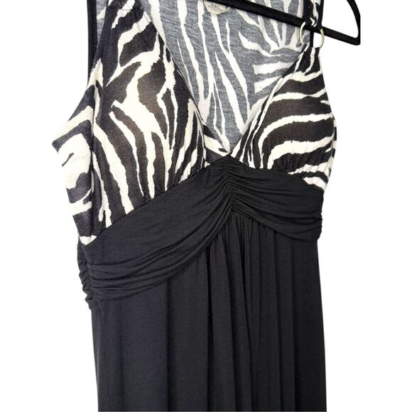 Vintage January 7 Women’s Large Zebra Print Mini Dress Black Stretch V-Neck Y2K - Picture 2 of 6